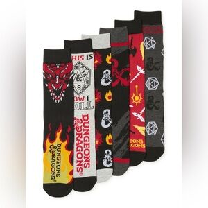 Dungeons & Dragons 6 Pack age 14+ Crew socks -New